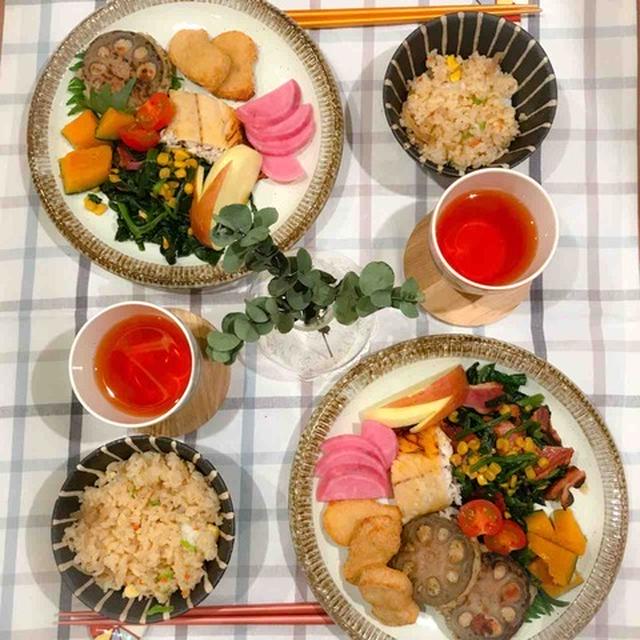 【献立】ついで作り置きの寄せ集めでワンプレート夜ごはん