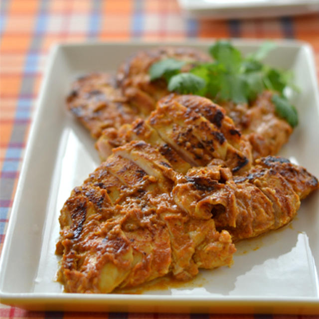 フライパンで！鶏むね肉のタンドリーチキン。とお気に入りのれんこんのランチ。