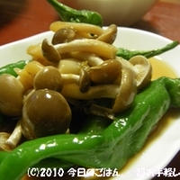 伏見甘長唐辛子としめじの柚子胡椒ぽん酢　チンして浸すだけ(^_-)-☆