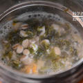 スープカップでお昼ごはん☆押し麦とアオサのたまごスープ