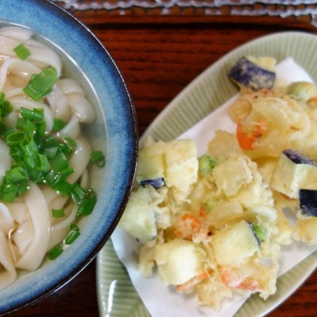 かき揚げ天と名古屋のきし麺
