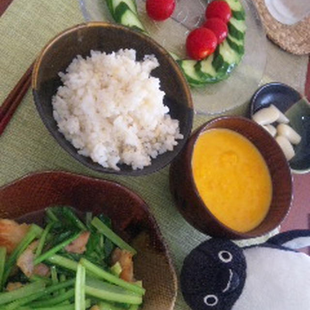 小松菜とバラ肉のパリッと炒め