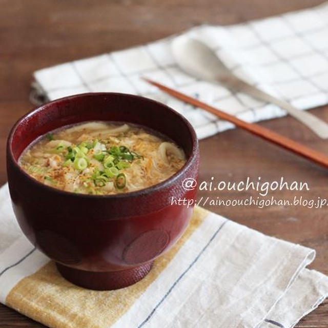 ヤル気のない日もできるほど簡単♡しょうが香るとろみかきたまうどん♡