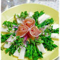 菜の花と長芋のサラダ　塩ごまドレッシング