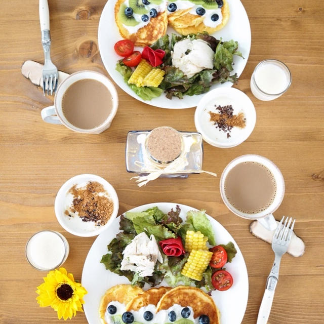 米粉のパンケーキ　de　サンデーブランチ。。。
