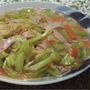 今夜のあったかメニューは、たっぷりキャベツのあんかけスパゲティ。