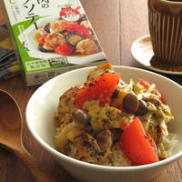 【#フーディストアワード2020 #にんべん】鶏肉とトマトのハーブソテー卵とじ丼