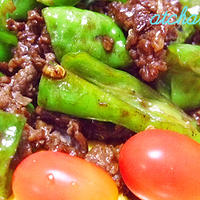 万願寺とうがらしと牛肉の中華風ピリ辛炒め