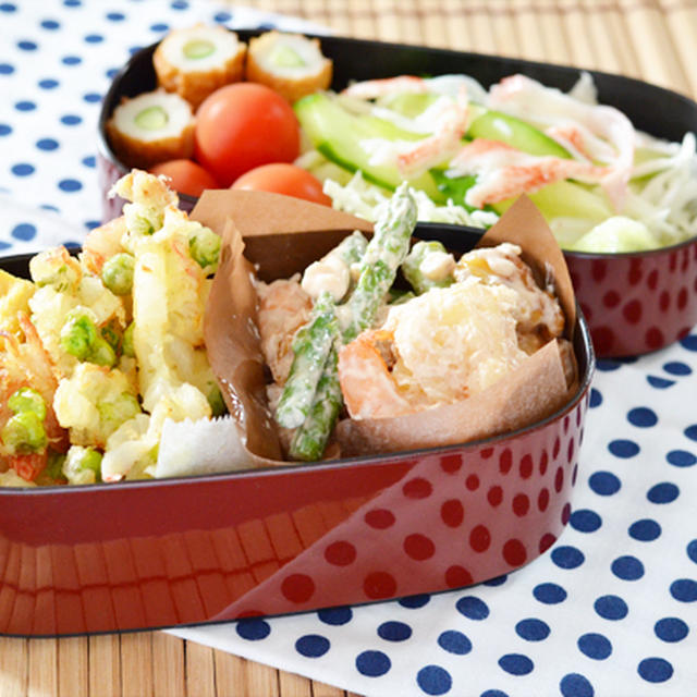 エビマヨとかき揚げのお弁当＊＊