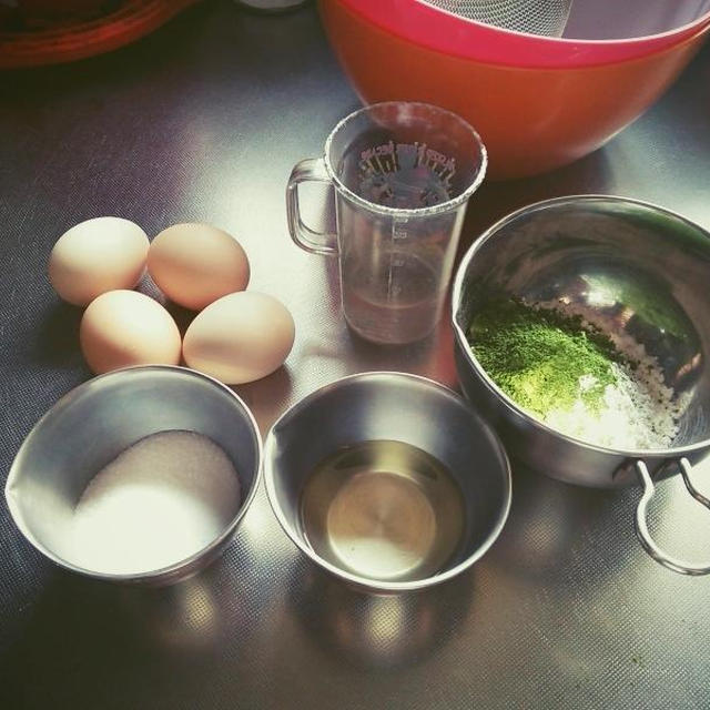 抹茶スフレロール♪行程写真(#^.^#)♪