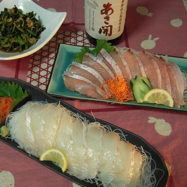 ヒラメ＆ブリとろ刺身＆純米酒「あさ開」