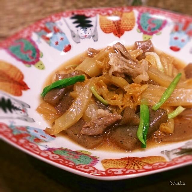 白菜とこんにゃくのオイスター煮込み