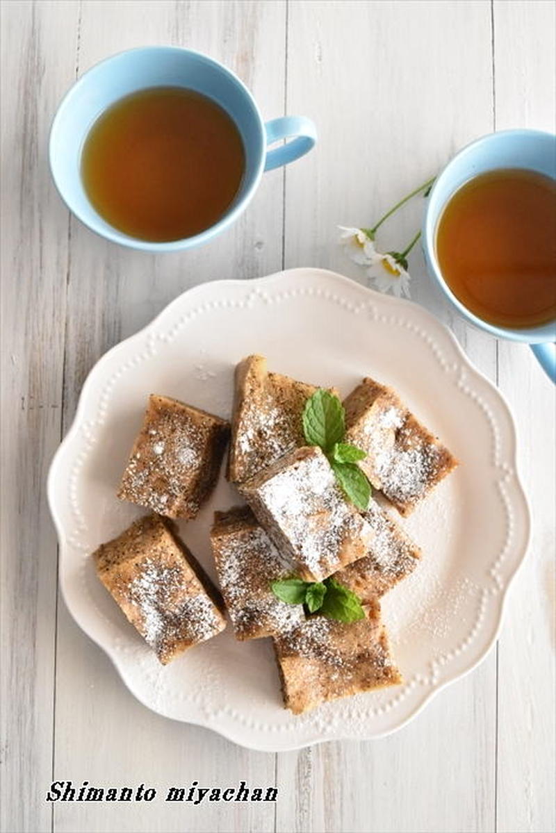 レンジで紅茶とリンゴの蒸しケーキ