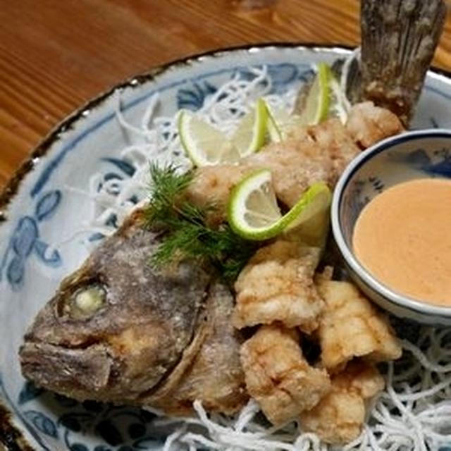 大皿料理・メバルの丸ごと唐揚げ