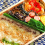 作り置きおかずでお弁当！　　鶏肉の南蛮漬け　ちりめん山椒　揚げ茄子の醤油漬け　茄子の肉味噌　