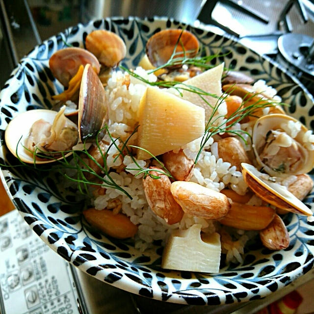 千葉の恵み満載炊き込みごはんは『落花生と蛤と浅利と筍の炊き込みごはん』