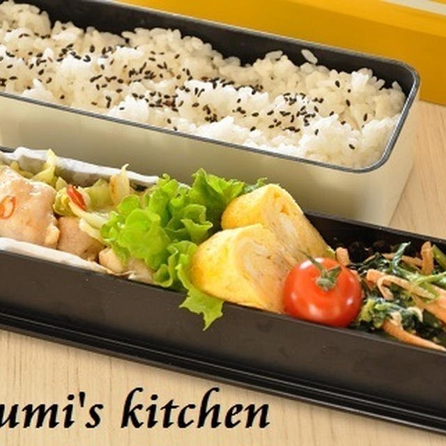 フライパンひとつで☆キャベツと鶏肉のめんつゆ炒め節約弁当《節約＊簡単》