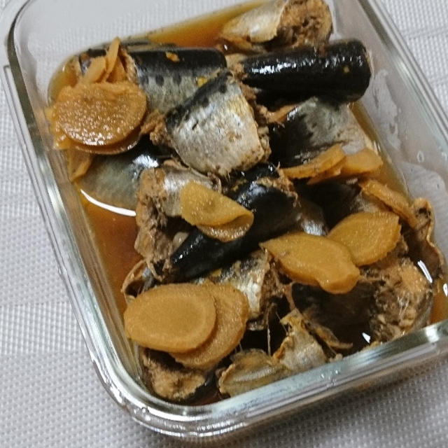 イワシの丸干しで生姜煮