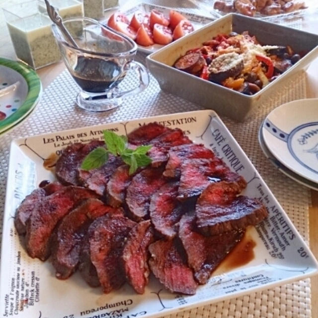 ローストビーフとお豆腐タルタルの晩ごはん♪