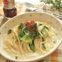 ランチに♪包丁要らず！お手軽　キャベツの中華ごま豆乳スープパスタ