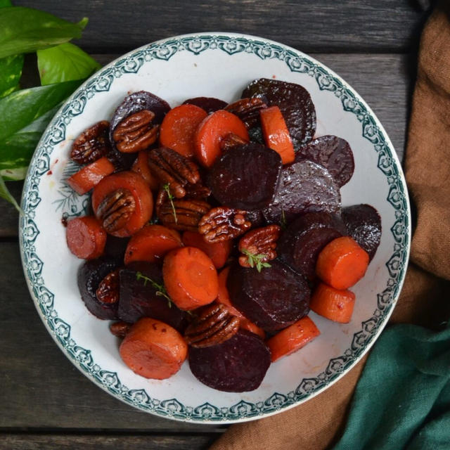 Maple Glazed Carrots and Beets 人参とビーツのグラッセメイプル風味