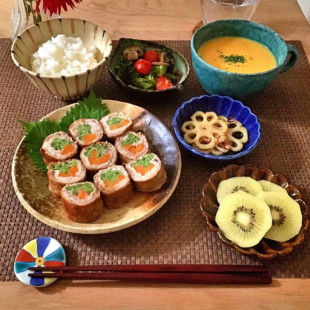 26.【40分】人参とインゲンの豚肉巻き/ブロッコリーときのことトマトの温サラダ