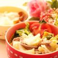 レンジで簡単!蒸し豚キャベツのお弁当