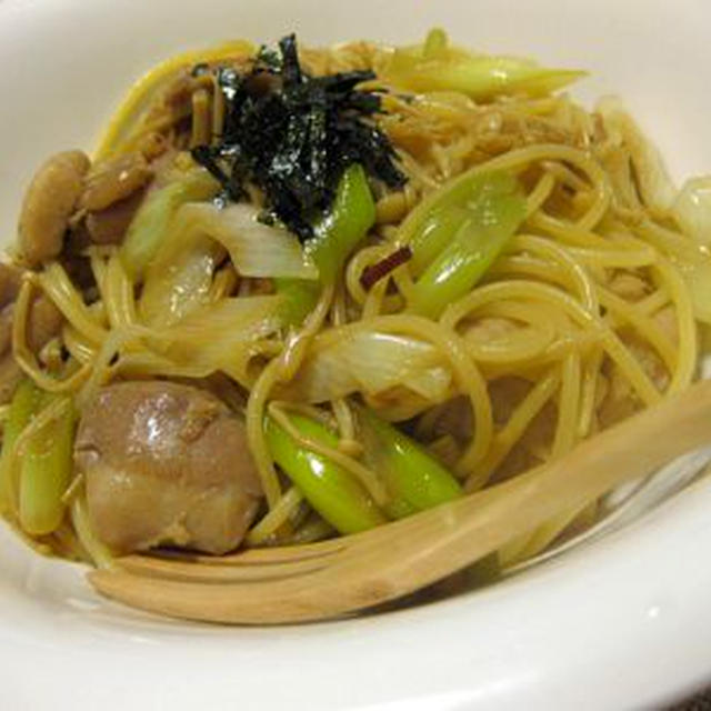 鶏とネギの和風パスタ