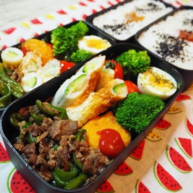 8/10(木)お昼ごはん：チンジャオロース弁当♡