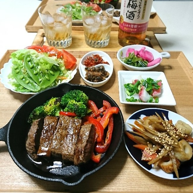ごちそう梅酒とステーキ定食