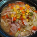 カラヒグ麺を使った、コンソメ系スープスパゲッティ