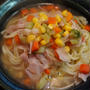 カラヒグ麺を使った、コンソメ系スープスパゲッティ