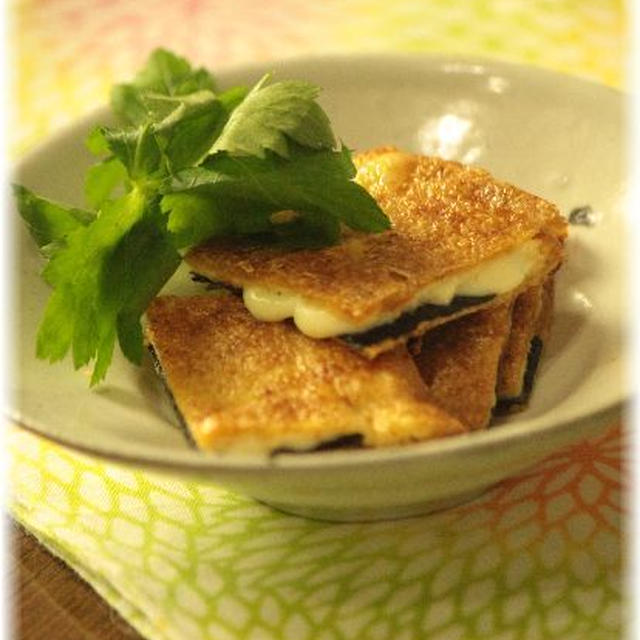 海苔チーズの　焼きお揚げ。　と　献立。