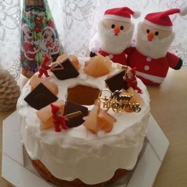 米粉のシフォンケーキ♪クリスマスケーキ♪黒糖お花編みパン♪