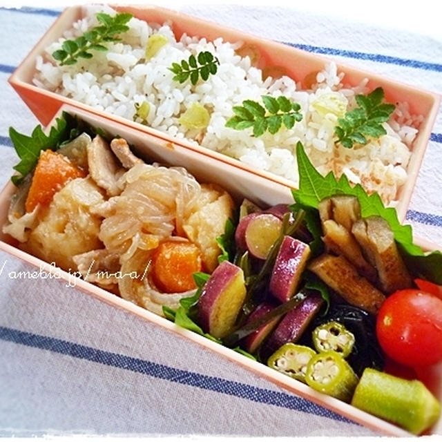 手抜き、煮物弁当。