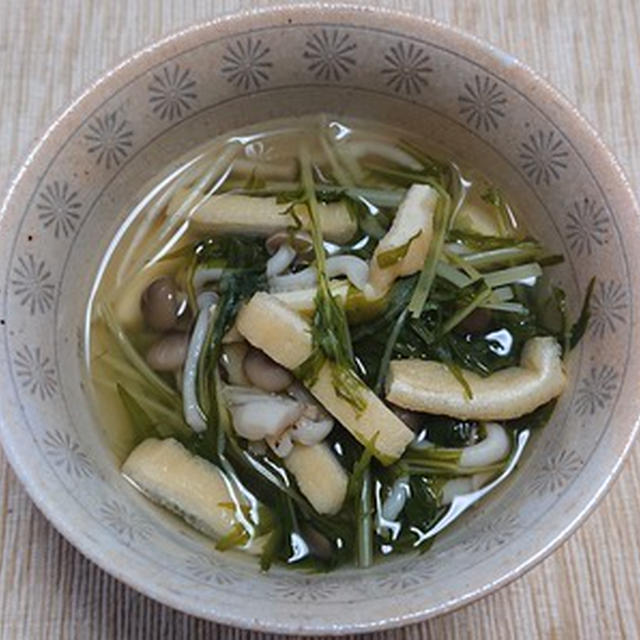 水菜とブナシメジと油揚げの白だし煮