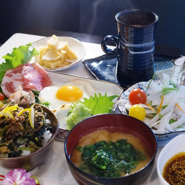 自家製保存食「大根葉の佃煮」で【日本の朝ご飯セット】／超姉さんツクレポ有り難う♪