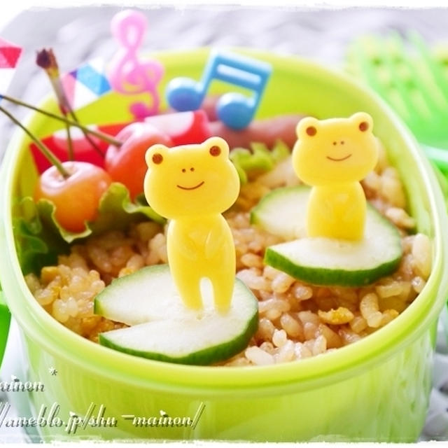＊ピックde簡単！速攻！カエルの歌弁当☆キャラ弁＊