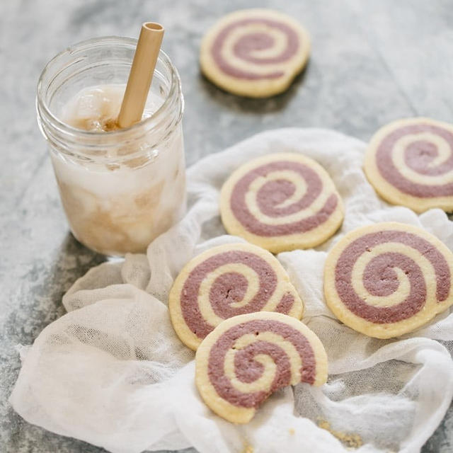 Pinwheel Cookies with purple sweet potato powder