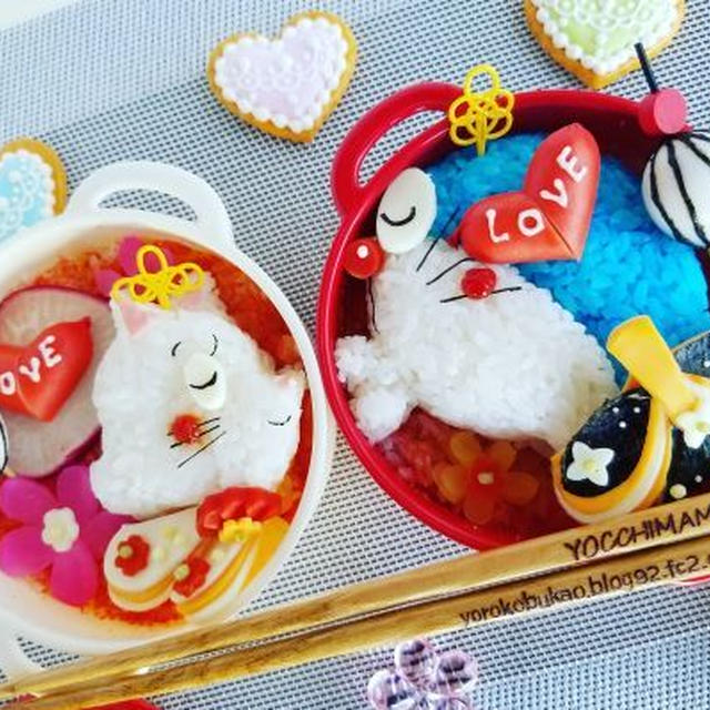 ドラえもんひなまつり弁当♪ダッフィーお内裏様ご飯☆