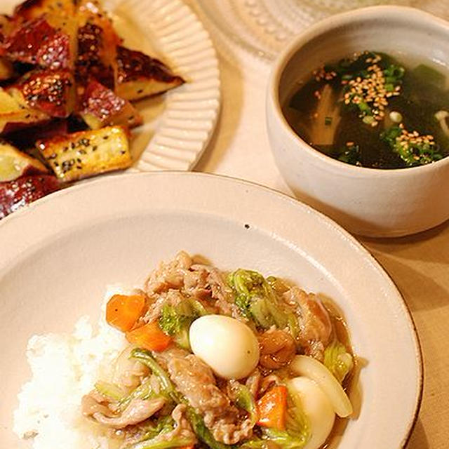 465円＊白菜と豚小間のオイスター丼定食