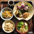 一汁四菜（ぐらい）ごはん ◆ 具だくさんおみよつけ、鰆のサオール、紅菜苔・厚揚げ・豚肉の炒め物、明太チーズポテト、旬野菜のサラダ