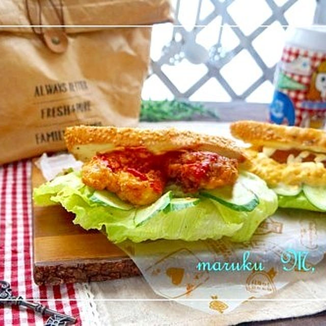 香ばしいゴマフランスパンのサンド＆めっちゃ萌～なお弁当用袋！！