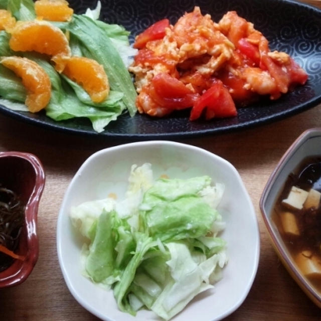 卵とトマトの☆エビチリ　と　パパ思い‥？