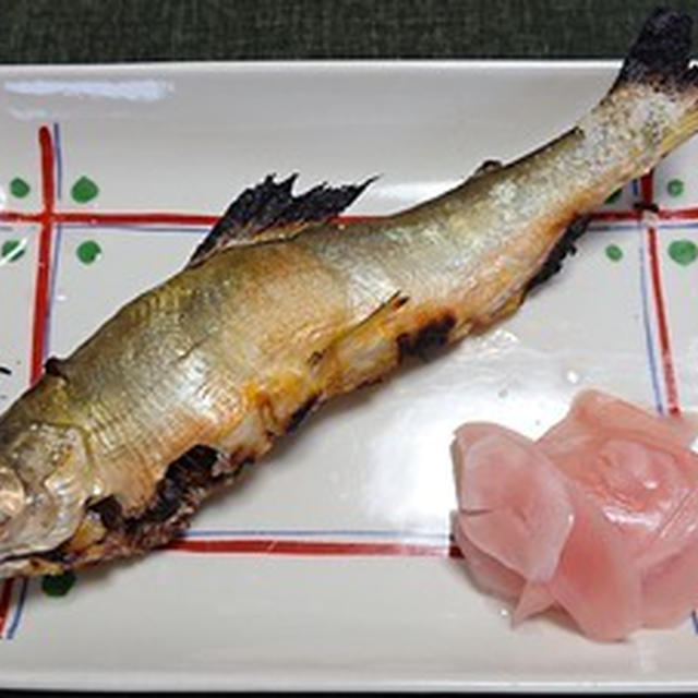 アユの塩焼き、甘酢生姜添え
