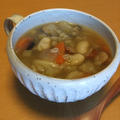 白インゲン豆と押し麦の野菜スープと、白インゲン豆のペースト