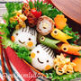 【キャラ弁】カラフルお魚ソーセージとチーズ竹輪の肉巻き弁当