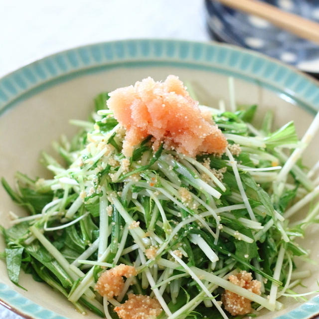 ご飯にもお酒にも合う！【水菜の明太子バター炒め】