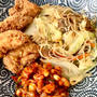 キムチと蒸し大豆と玄米パウダーのサラダ