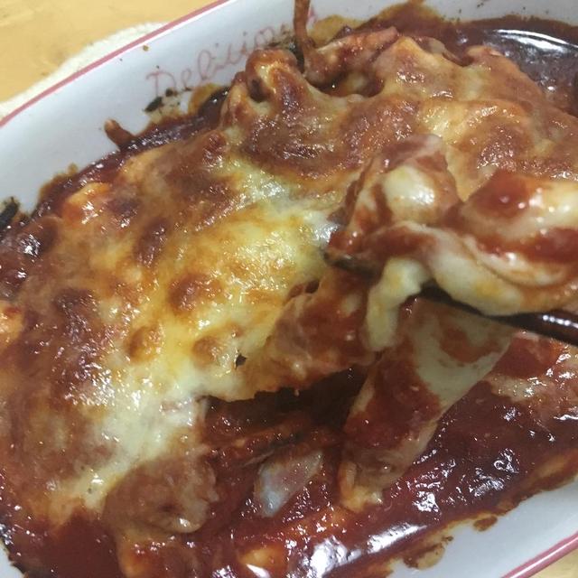 【やりいか】トマトの酸味とチーズが良く合う「トマトソースチーズ焼き」